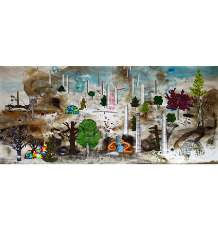 Painting by artist David Huffman titled Hunter Gather